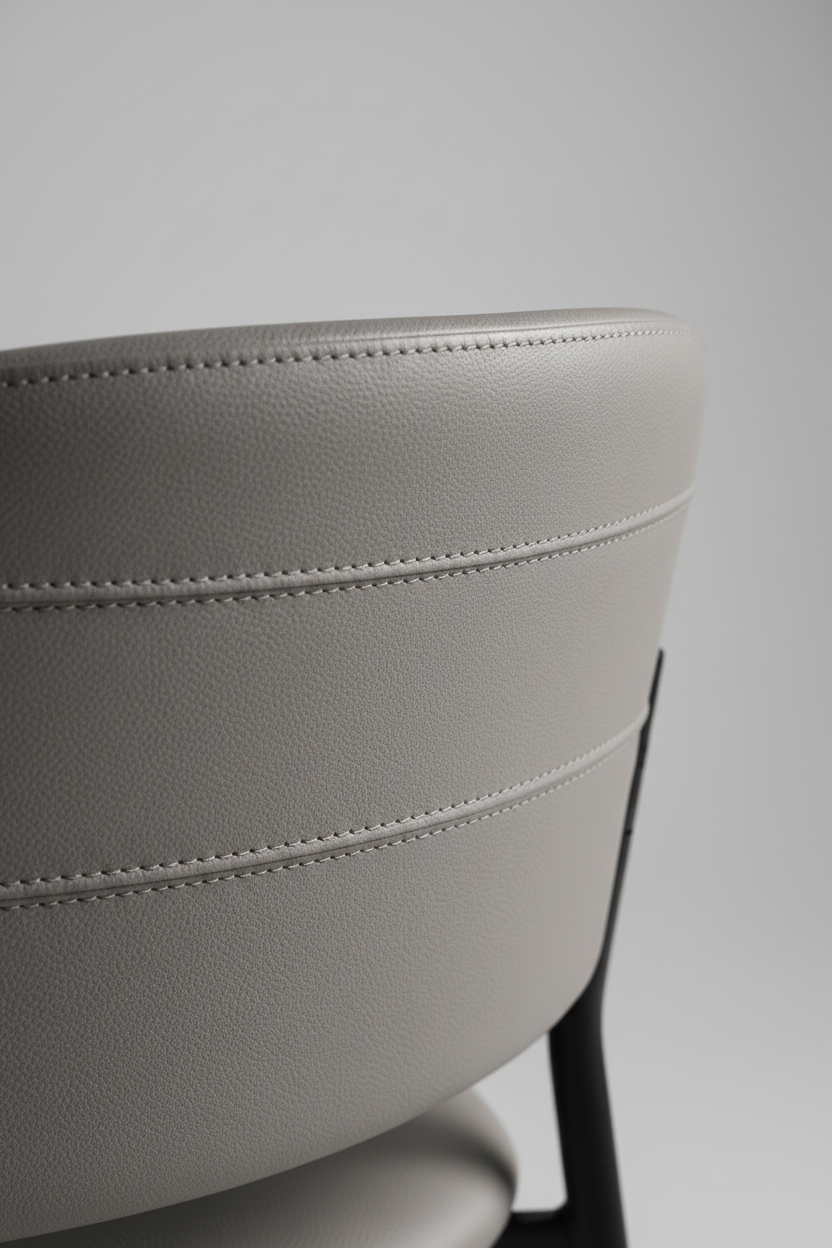 Sculpt Dining Chair Stone Grey leather material close-up