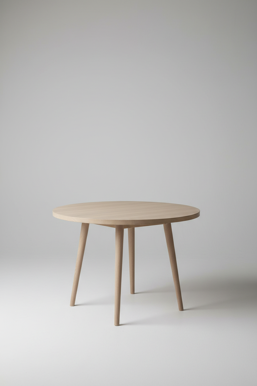 Round Dining Table in Sand Ash — Angle View