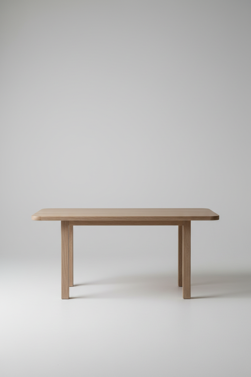 Rectangular Dining Table in Driftwood Beige — Side View
