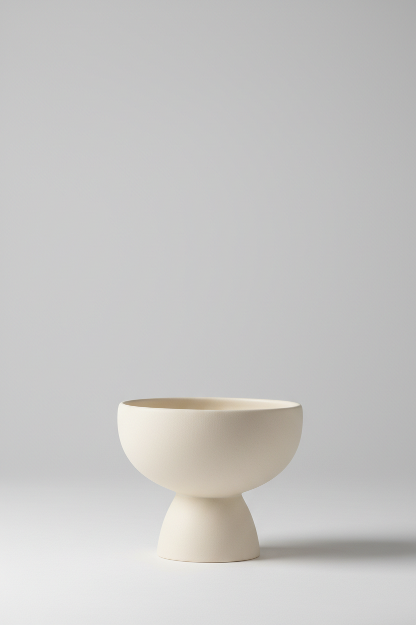 Terra Stone Planter in Ivory Cream – Minimal clean studio setup