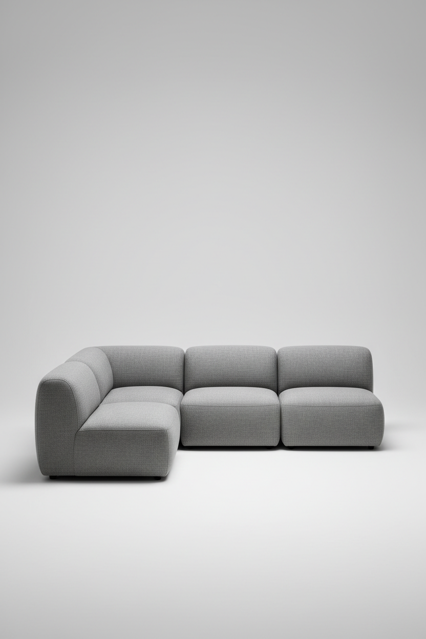 Modular Armless Seat Set in Stone Grey — Wide scene