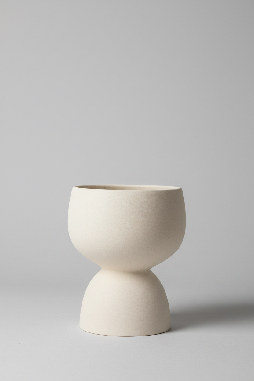 Terra Stone Planter in Ivory Cream – 45-degree angle view