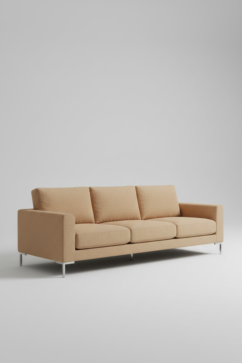 Contemporary sofa desert sand fabric close-up texture detail