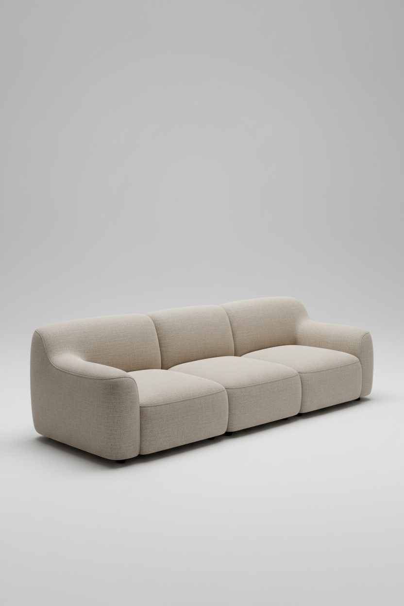 Modular Sofa in Oat Beige, 45-degree angle view