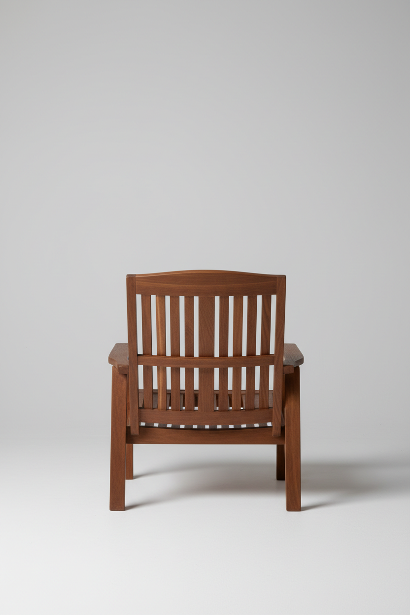 Wooden Lounge Chair in Cedar Brown — Back view