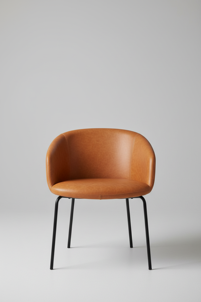 Sculpt Dining Chair in Warm Caramel leather, hero shot