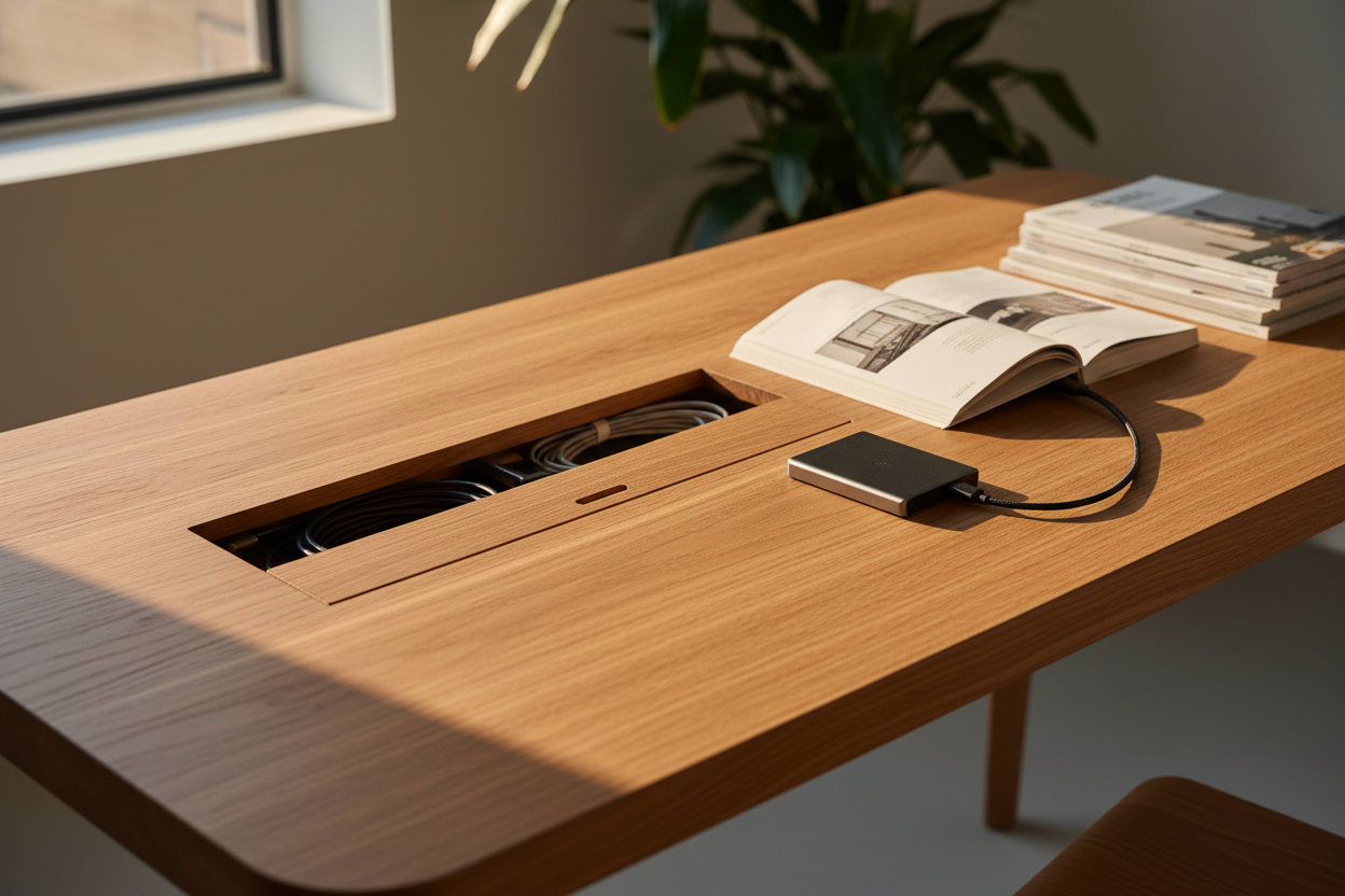 Modern Wooden Desk Detail